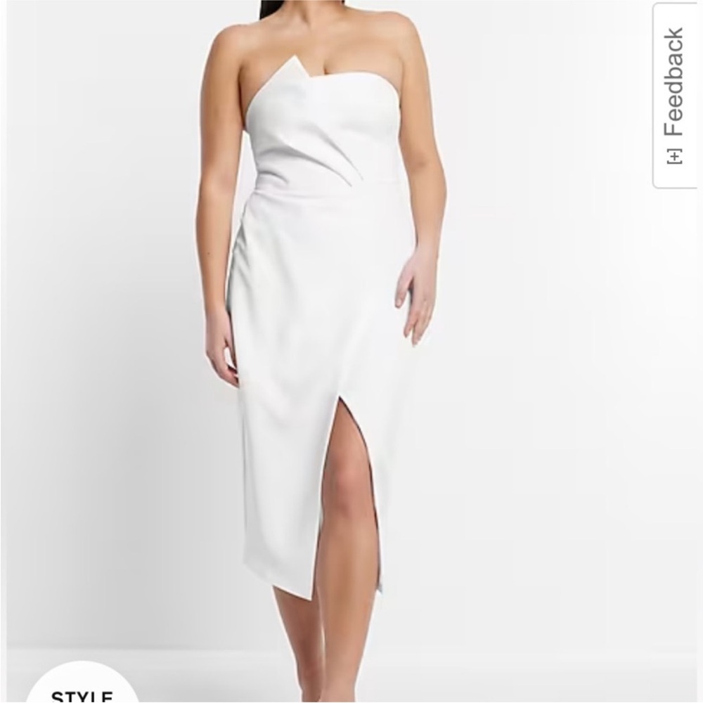 White Strapless Dress with Back Bow Detail